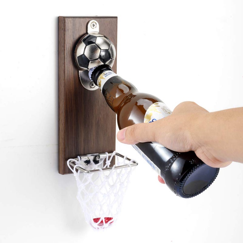 Arola Soccer Bottle Opener with Cap Collector Catcher,Magnetic Refrigerator Paste Bottle Openerï¼ŒIdeal Gift for Soccer Fans and Beer Lovers, Use as Bar Decoration - Image 1
